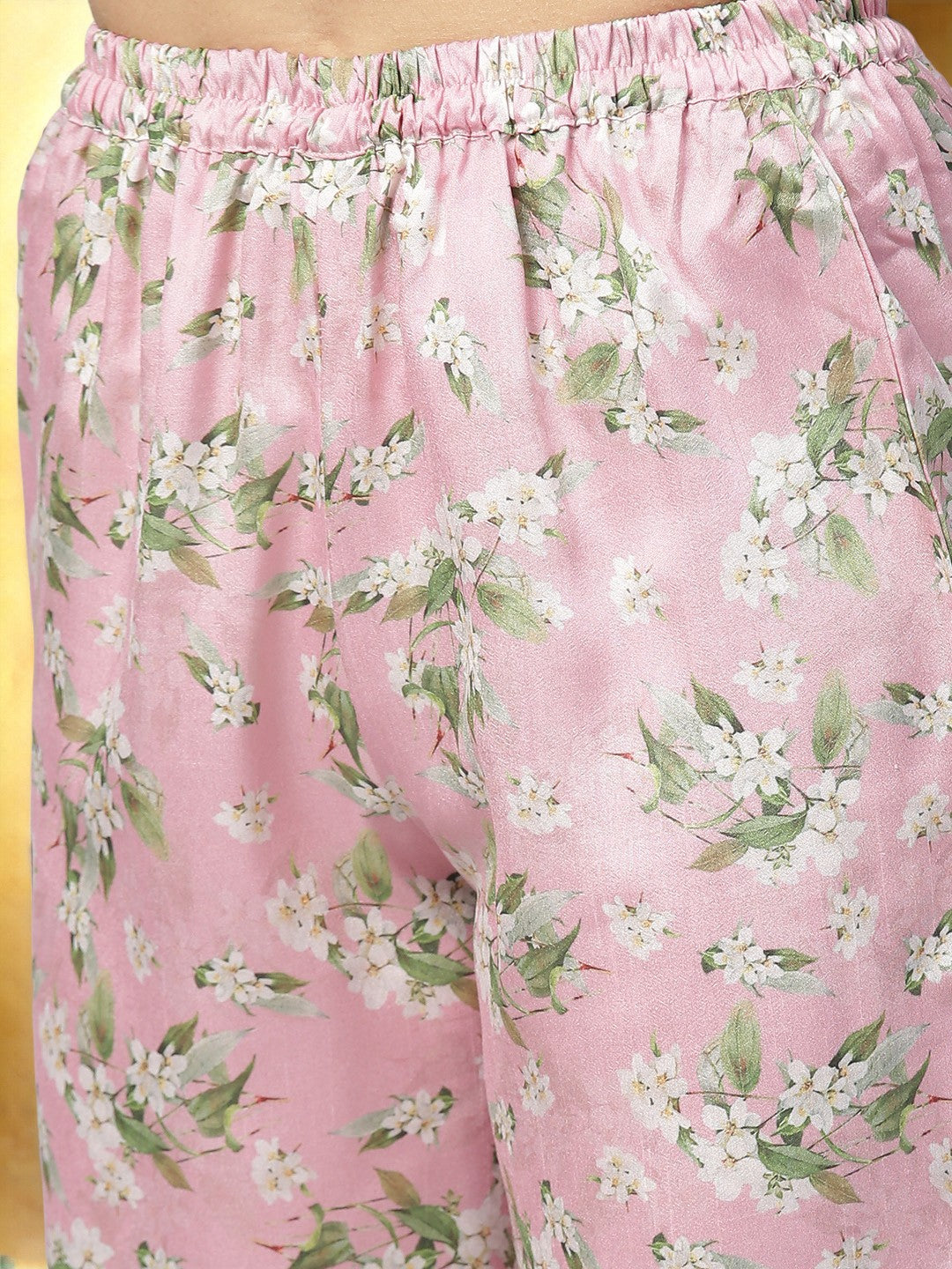 Pink Floral Kurta Trouser Set | Women's Indian Kurta Sets