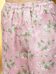 Pink Floral Printed Shirt Collar Kurta With Trouser-AHKUPN-Combo-91
