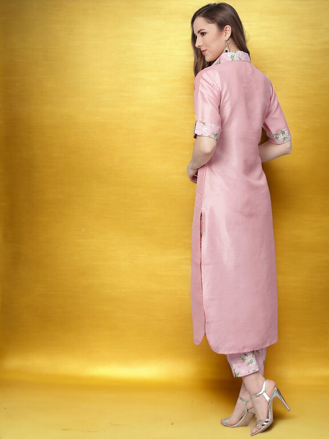 Pink Floral Kurta Trouser Set | Women's Indian Kurta Sets