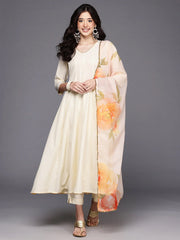 Womens Off White Crepe Fusion Kurta Sets With Dupatta-AHKUPNDU-COMBO-1116