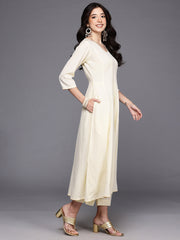 Womens Off White Crepe Fusion Kurta Sets With Dupatta-AHKUPNDU-COMBO-1116