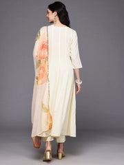 Womens Off White Crepe Fusion Kurta Sets With Dupatta-AHKUPNDU-COMBO-1116