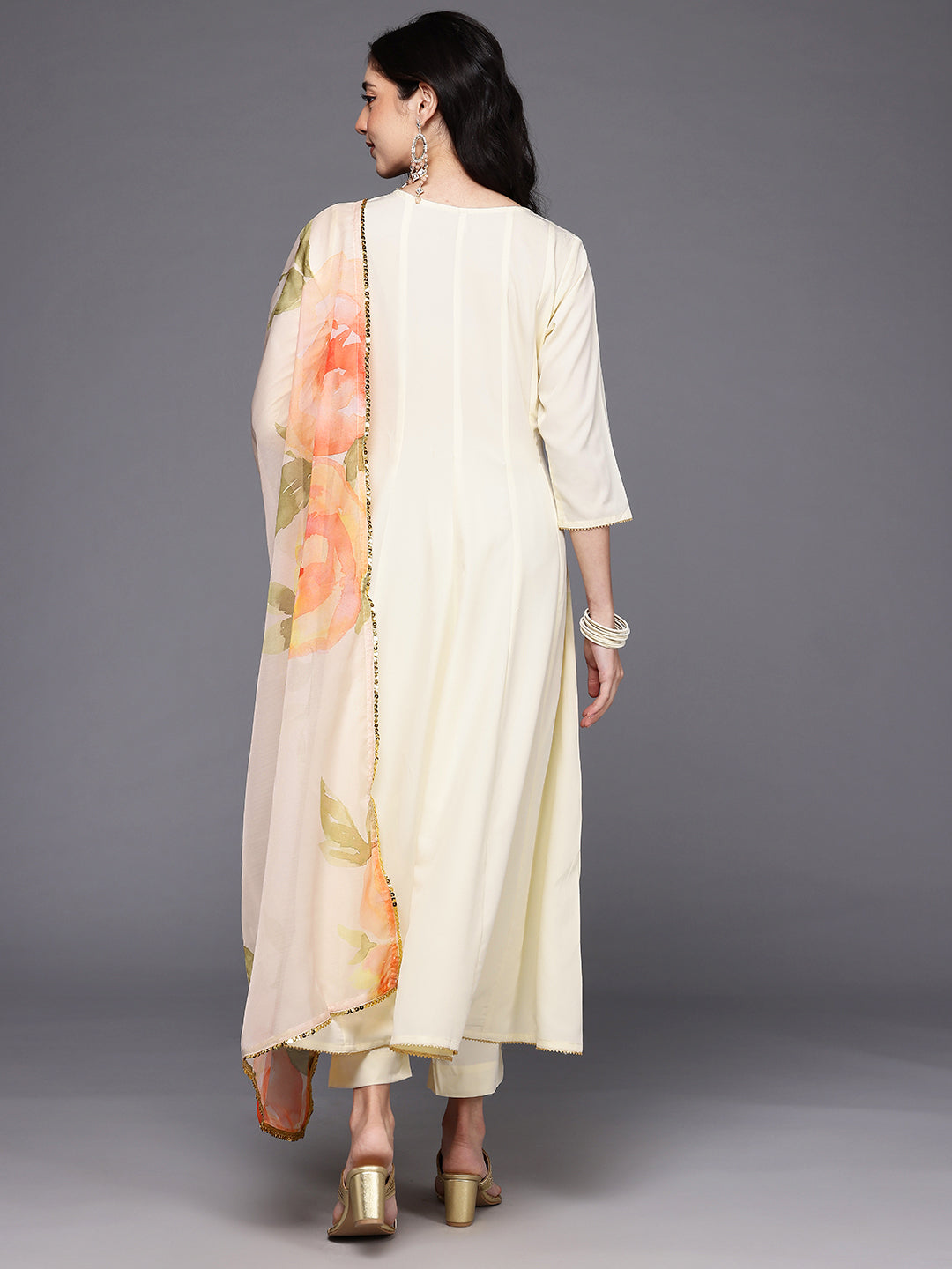 Womens Off White Crepe Fusion Kurta Sets With Dupatta-AHKUPNDU-COMBO-1116
