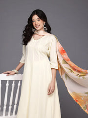 Womens Off White Crepe Fusion Kurta Sets With Dupatta-AHKUPNDU-COMBO-1116