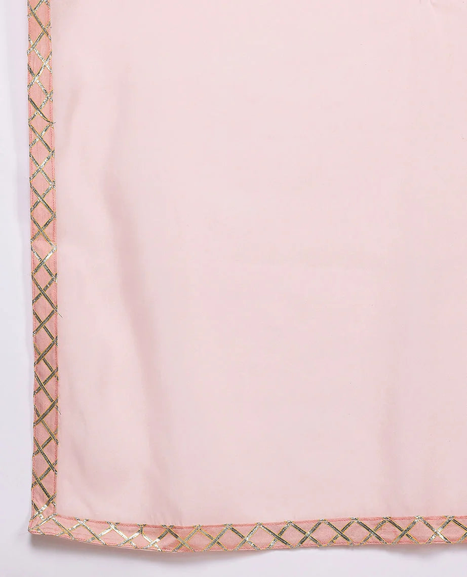 Womens Pink Organza Fusion Kurta Sets With Dupatta-AHKUPNDU-COMBO-1124