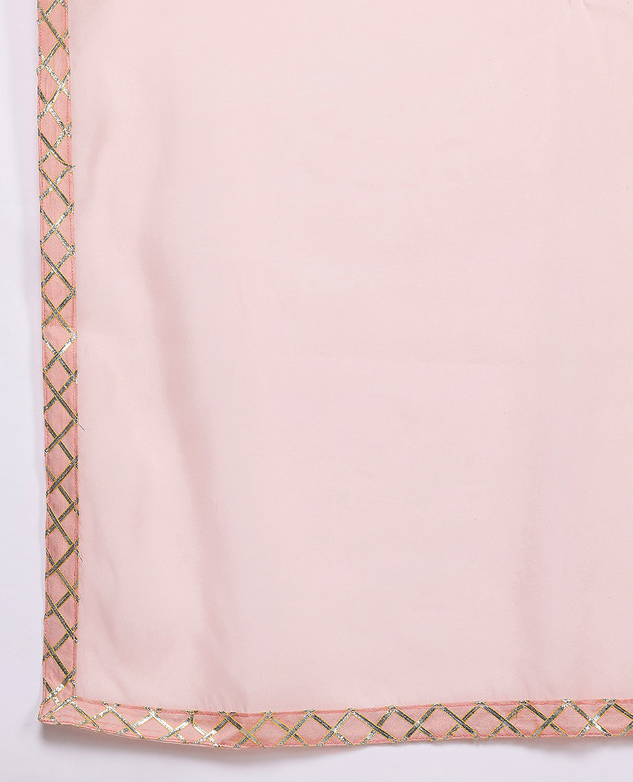 Womens Pink Organza Fusion Kurta Sets With Dupatta-AHKUPNDU-COMBO-1124