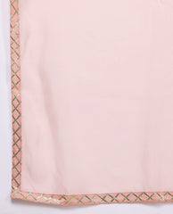 Womens Pink Organza Fusion Kurta Sets With Dupatta-AHKUPNDU-COMBO-1124