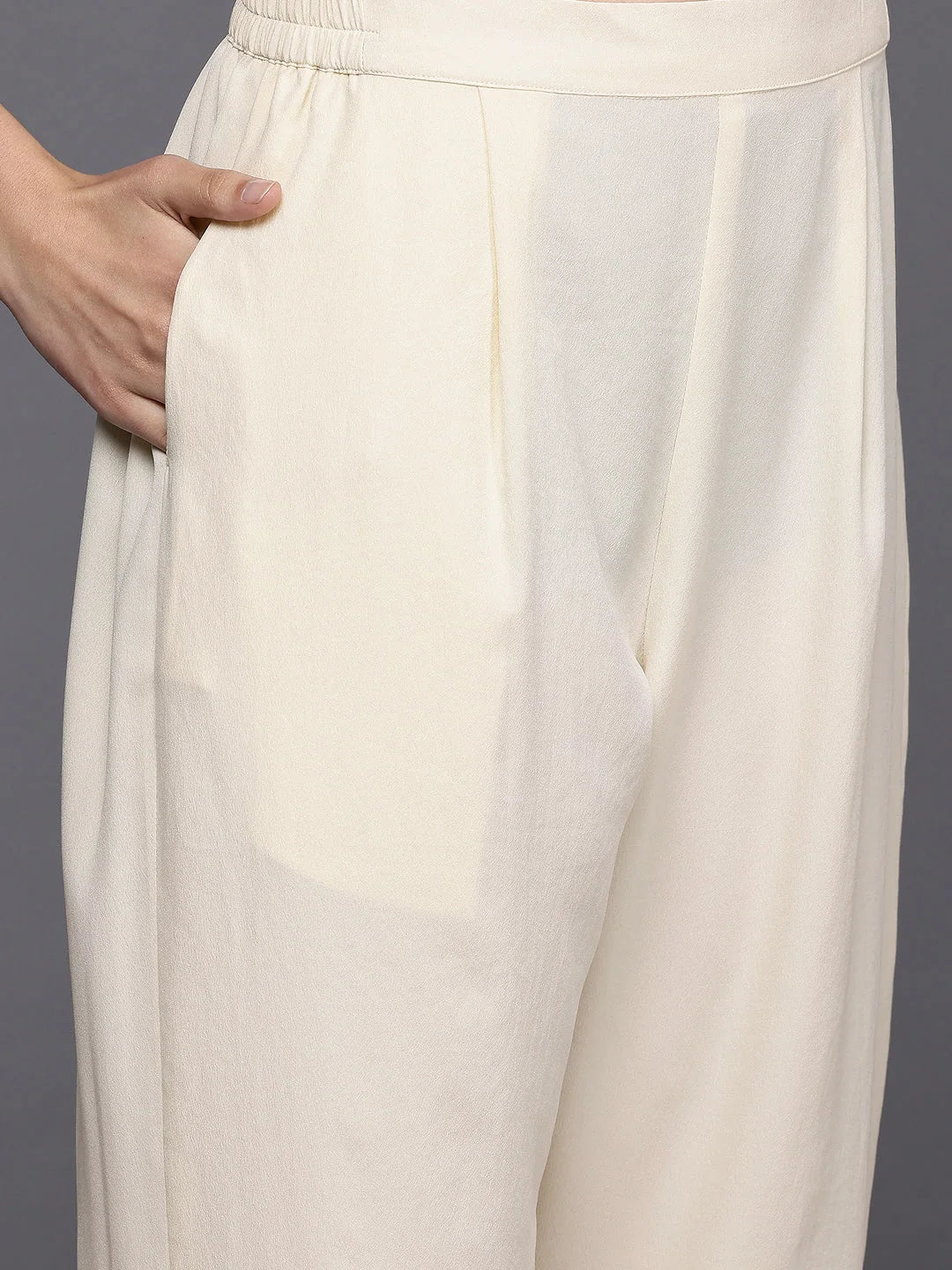 Womens Off White Organza Fusion Kurta Sets With Dupatta-AHKUPNDU-COMBO-1125