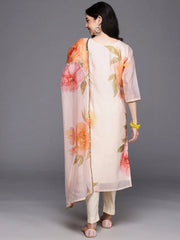 Womens Off White Organza Fusion Kurta Sets With Dupatta-AHKUPNDU-COMBO-1125