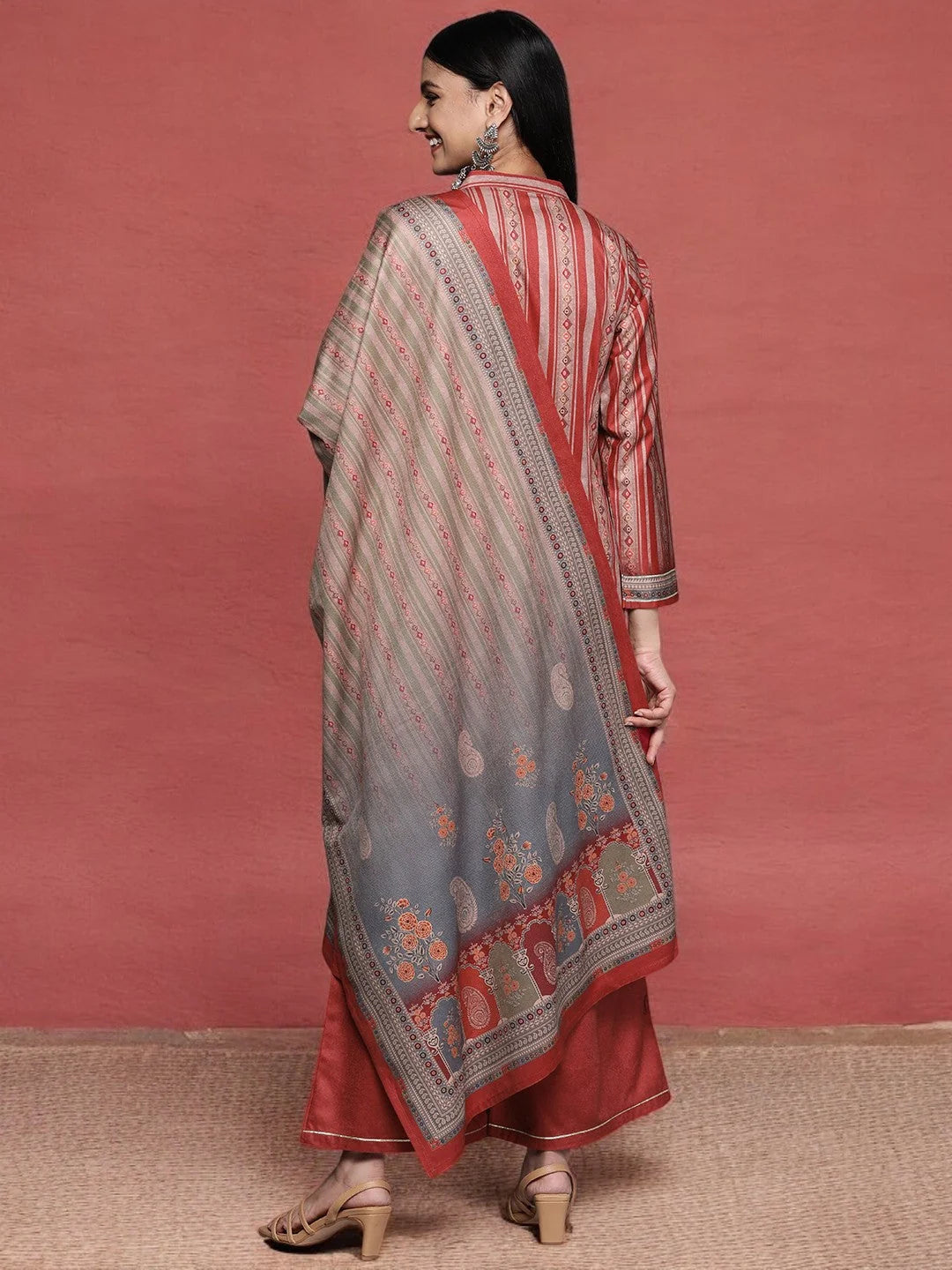 Maroon Velvet Kurta and Palazzo Set with Dupatta | Indian Wear