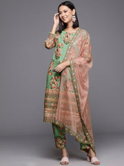 Women Floral Printed Regular Kurta with Trousers & With Dupatta-AHKUPNDU-COMBO-849