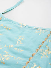 Women Floral Printed Panelled Gotta Patti Pure Cotton Kurta with Trousers & With Dupatta-AHKUPNDU-COMBO-917