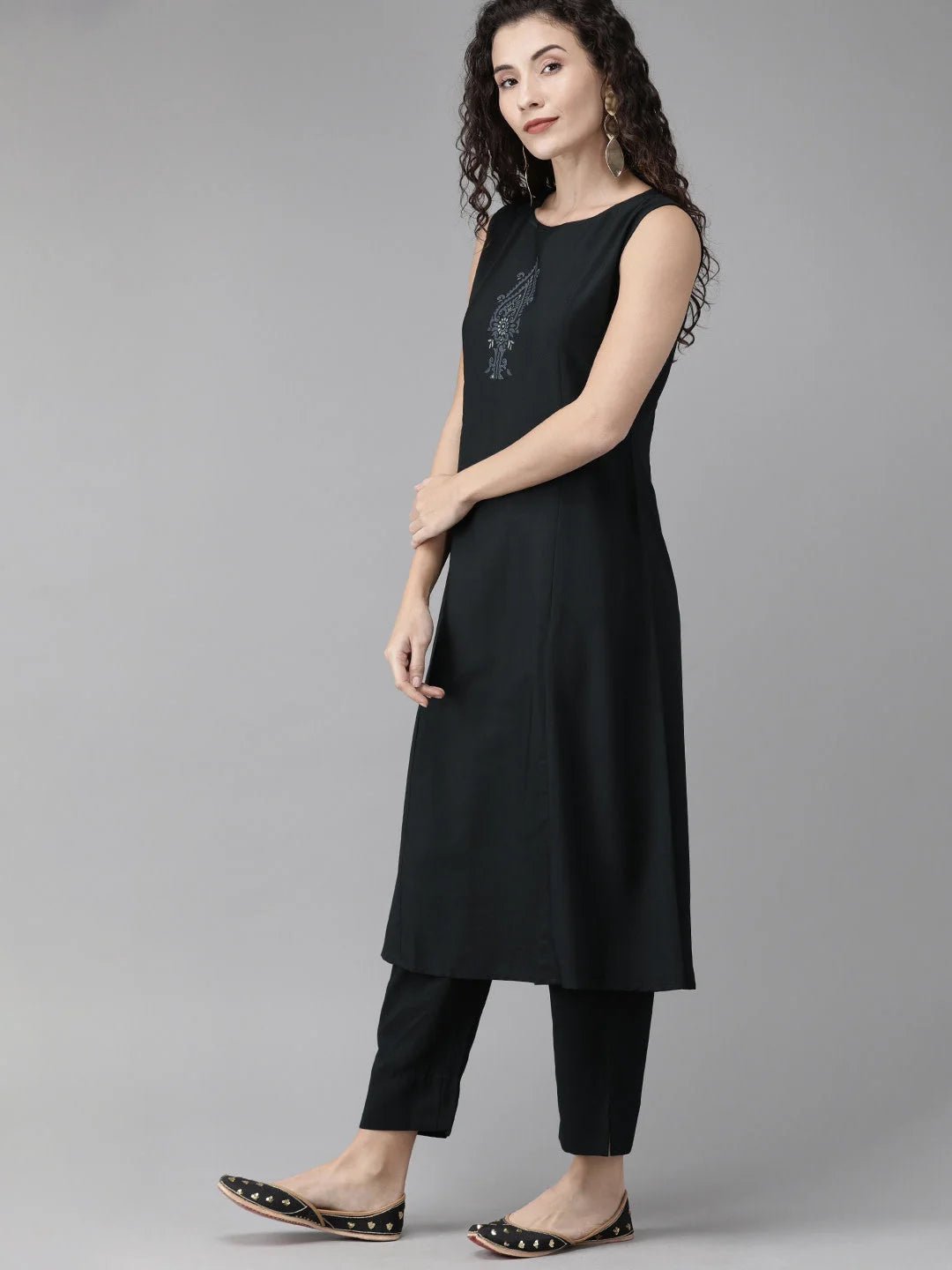 Black Printed Indo Western Co-ord Set For Women | Two Piece Sets