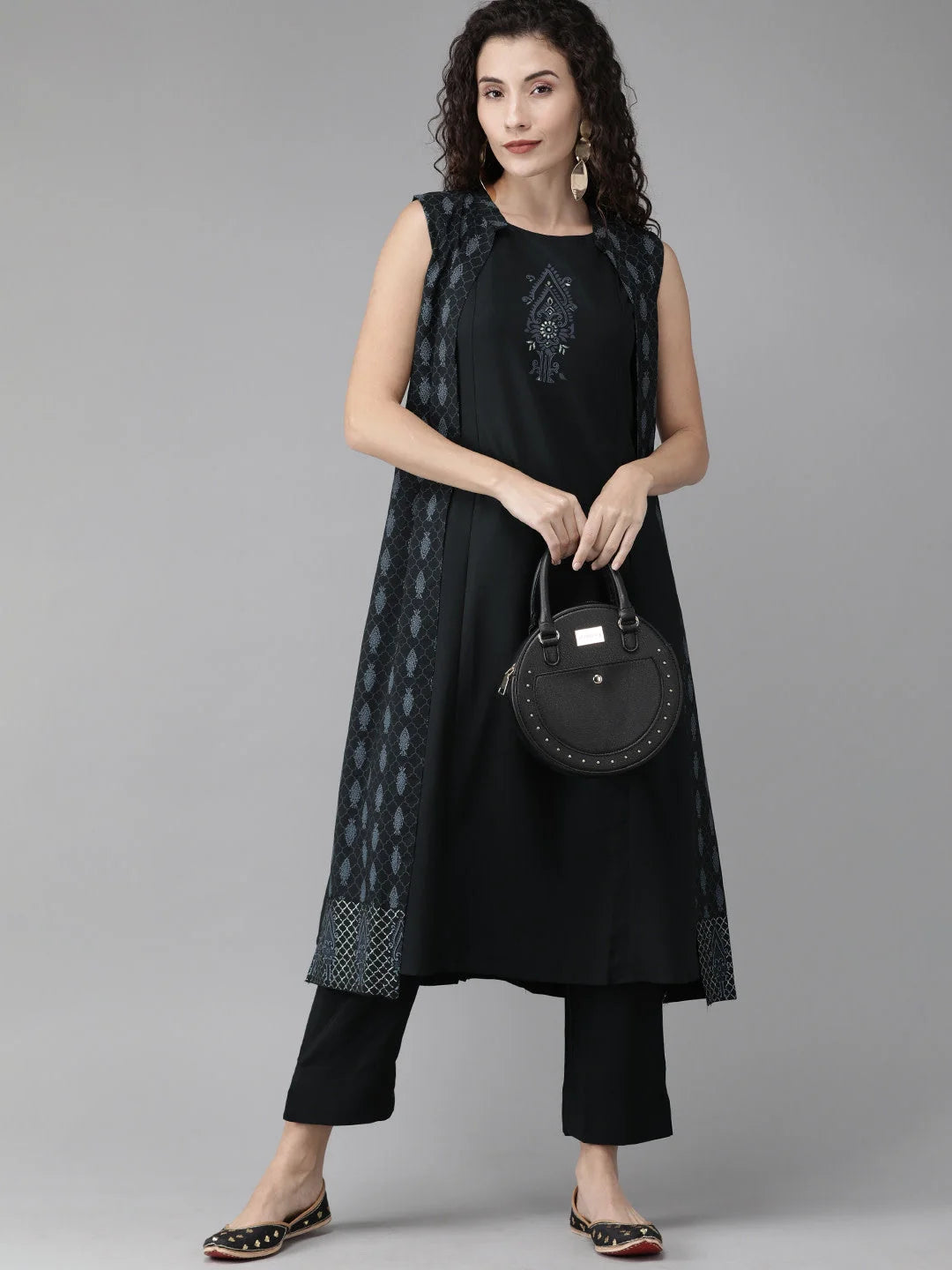 Black Printed Indo Western Co-ord Set For Women | Two Piece Sets