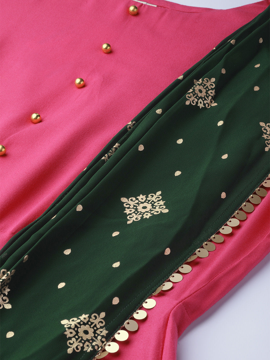 Dark Pink & Green Ethnic Dress | Indian Dresses Online