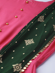 Dark Pink & Green Ethnic Dress-AHKUPRFP-848
