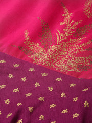 Purple & Golden Screen Printed Maxi Dress-AHKUPSGP-851