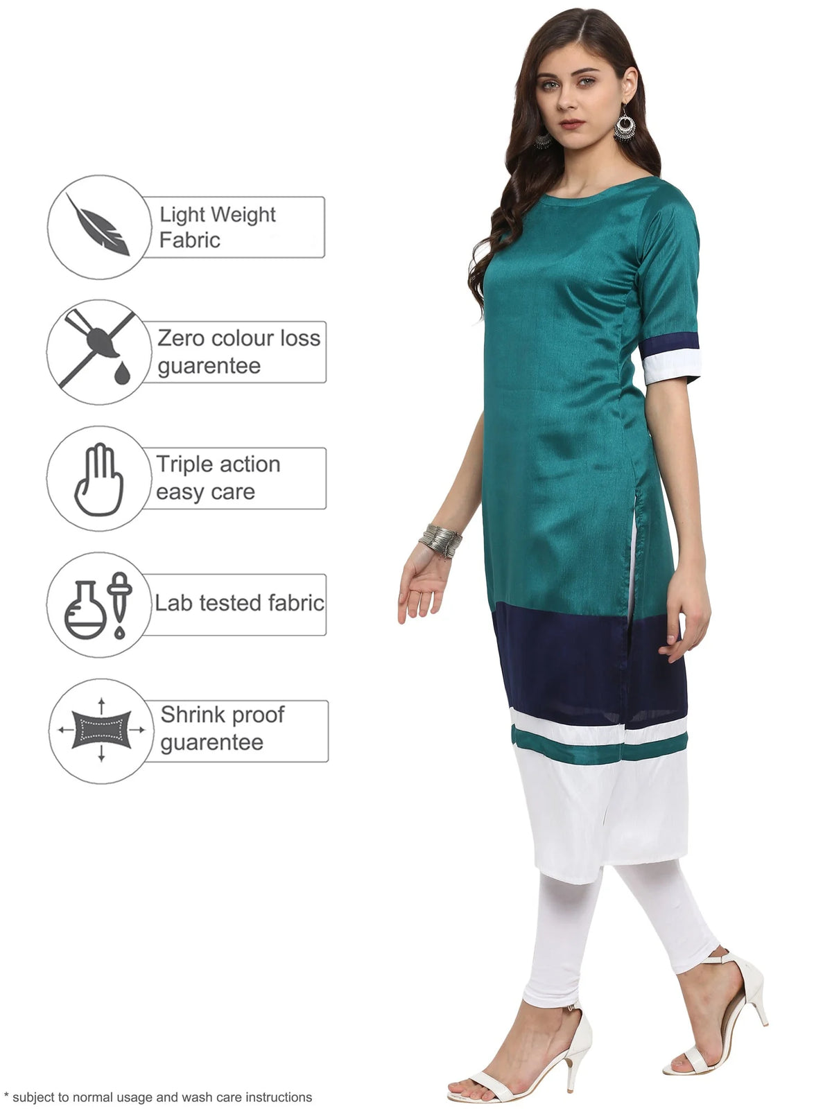 Multicoloured Colourblocked Straight Kurta-AHKUPSPL-745