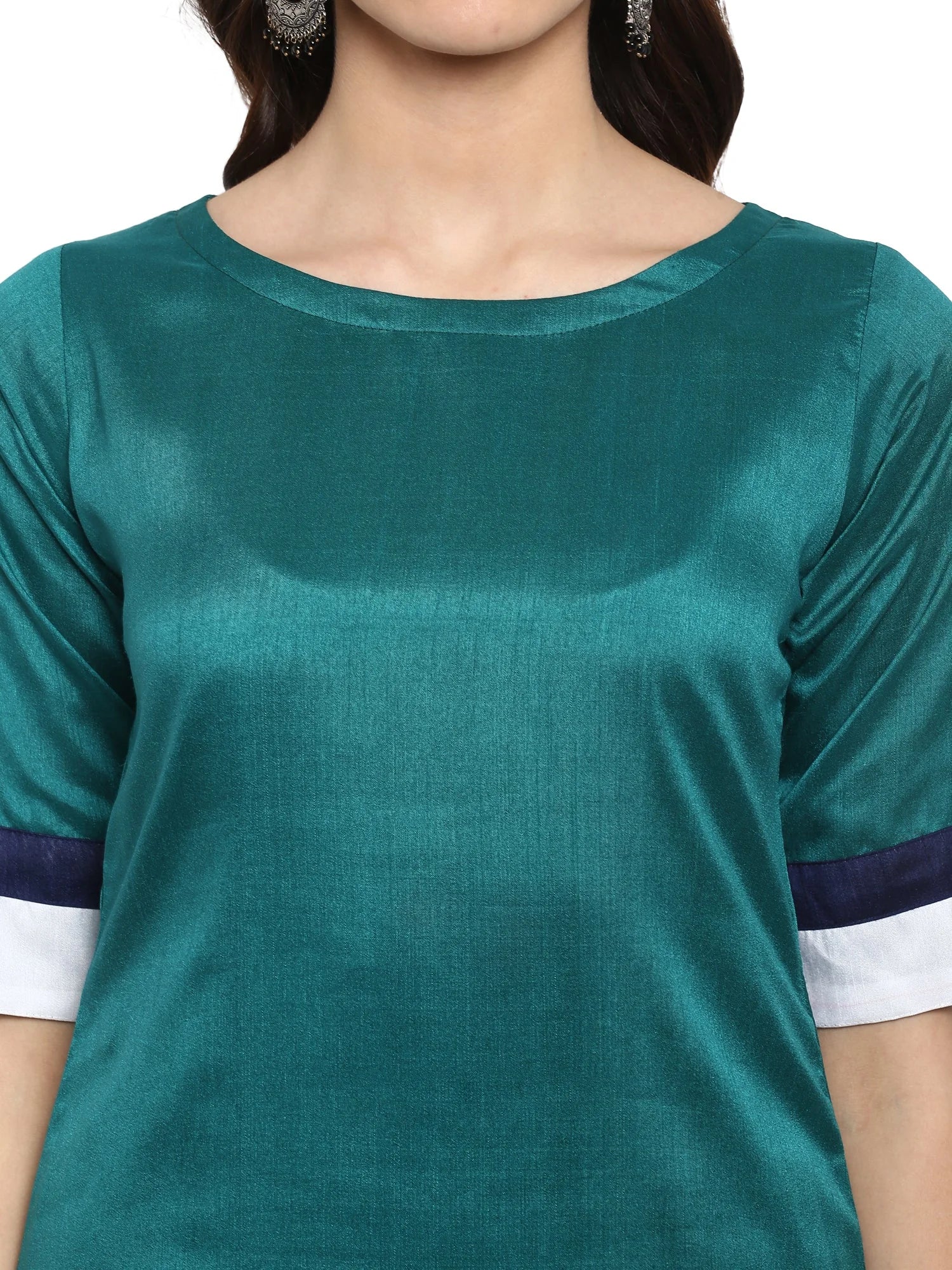 Colourblocked Printed Polyester Indian Kurta for Women