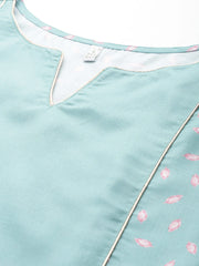 Floral Printed Panelled Gotta Patti Kurta with Trousers-AHKUPT-COMBO-885