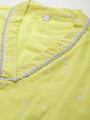 Floral Printed Pure Cotton Kurta with Trousers-AHKUPT-COMBO-893