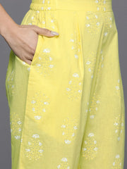 Floral Printed Pure Cotton Kurta with Trousers-AHKUPT-COMBO-893