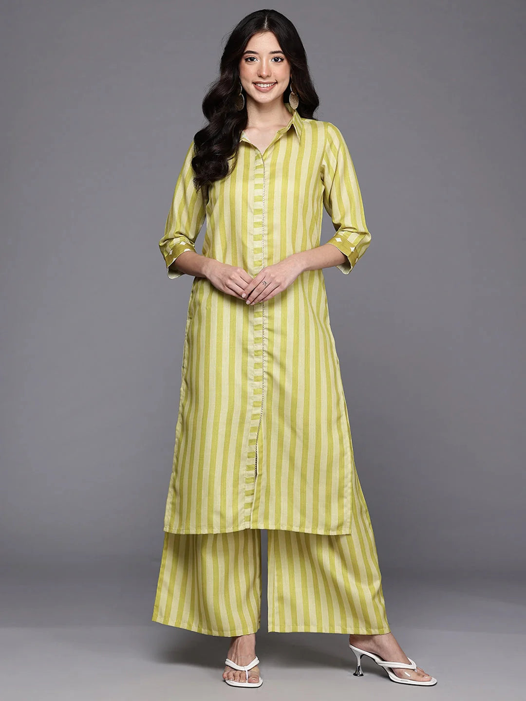 Womens Yellow Cotton Blend Fusion Kurta Sets-AHKUPZ-COMBO-1115