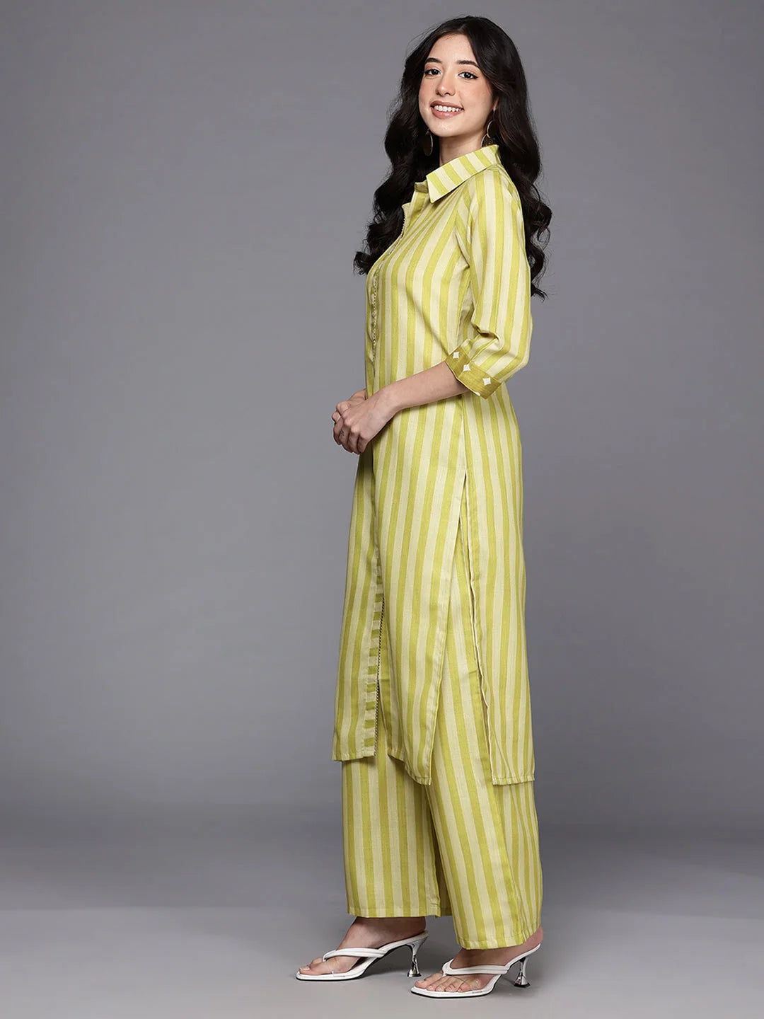 Womens Yellow Cotton Blend Fusion Kurta Sets-AHKUPZ-COMBO-1115
