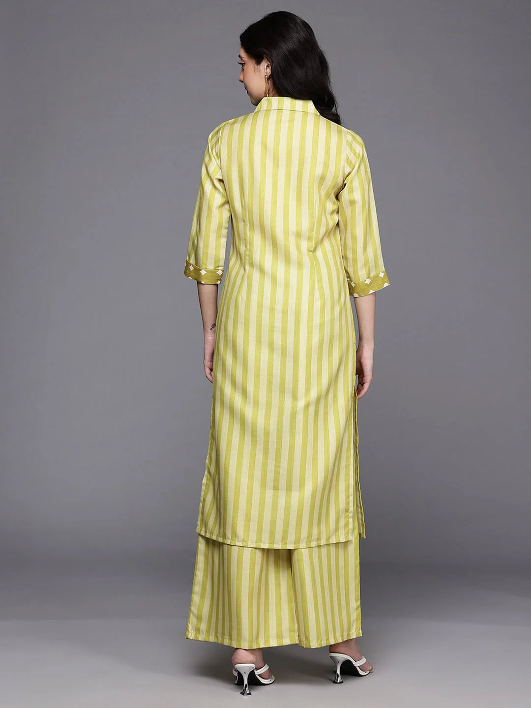 Womens Yellow Cotton Blend Fusion Kurta Sets-AHKUPZ-COMBO-1115
