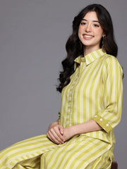 Womens Yellow Cotton Blend Fusion Kurta Sets-AHKUPZ-COMBO-1115