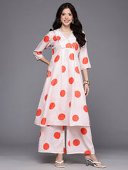 Womens Off White Cotton Blend Fusion Kurta Sets-AHKUPZ-COMBO-1118