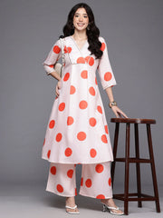 Womens Off White Cotton Blend Fusion Kurta Sets-AHKUPZ-COMBO-1118