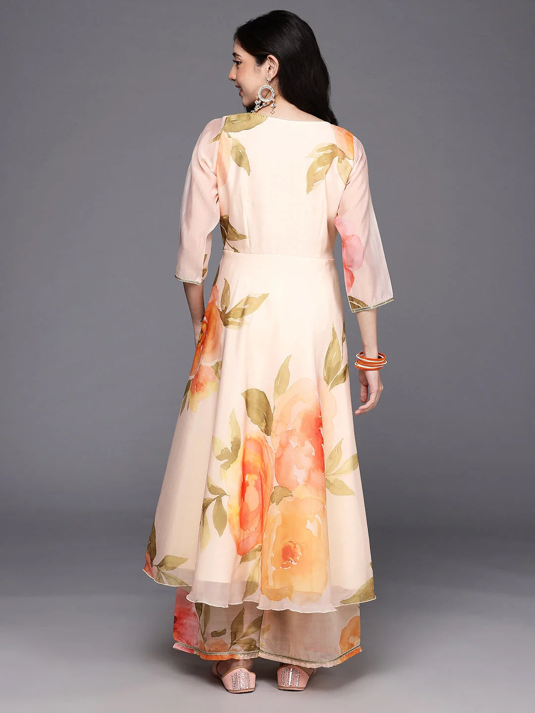 Womens Off White Organza Fusion Kurta Sets-AHKUPZ-COMBO-1126