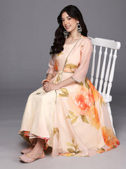 Womens Off White Organza Fusion Kurta Sets-AHKUPZ-COMBO-1126
