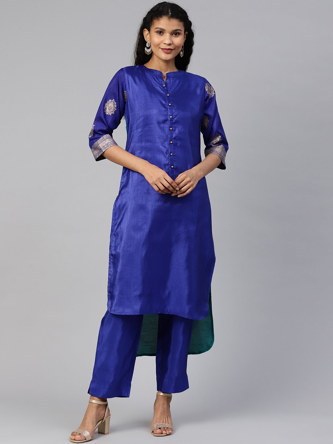 Blue & Green High Low Kurta Set | Women's Indian Kurta Sets