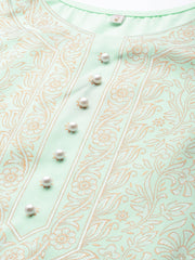 Sea Green & Golden Printed Kurta with Palazzo-AHKUPZ-COMBO-304