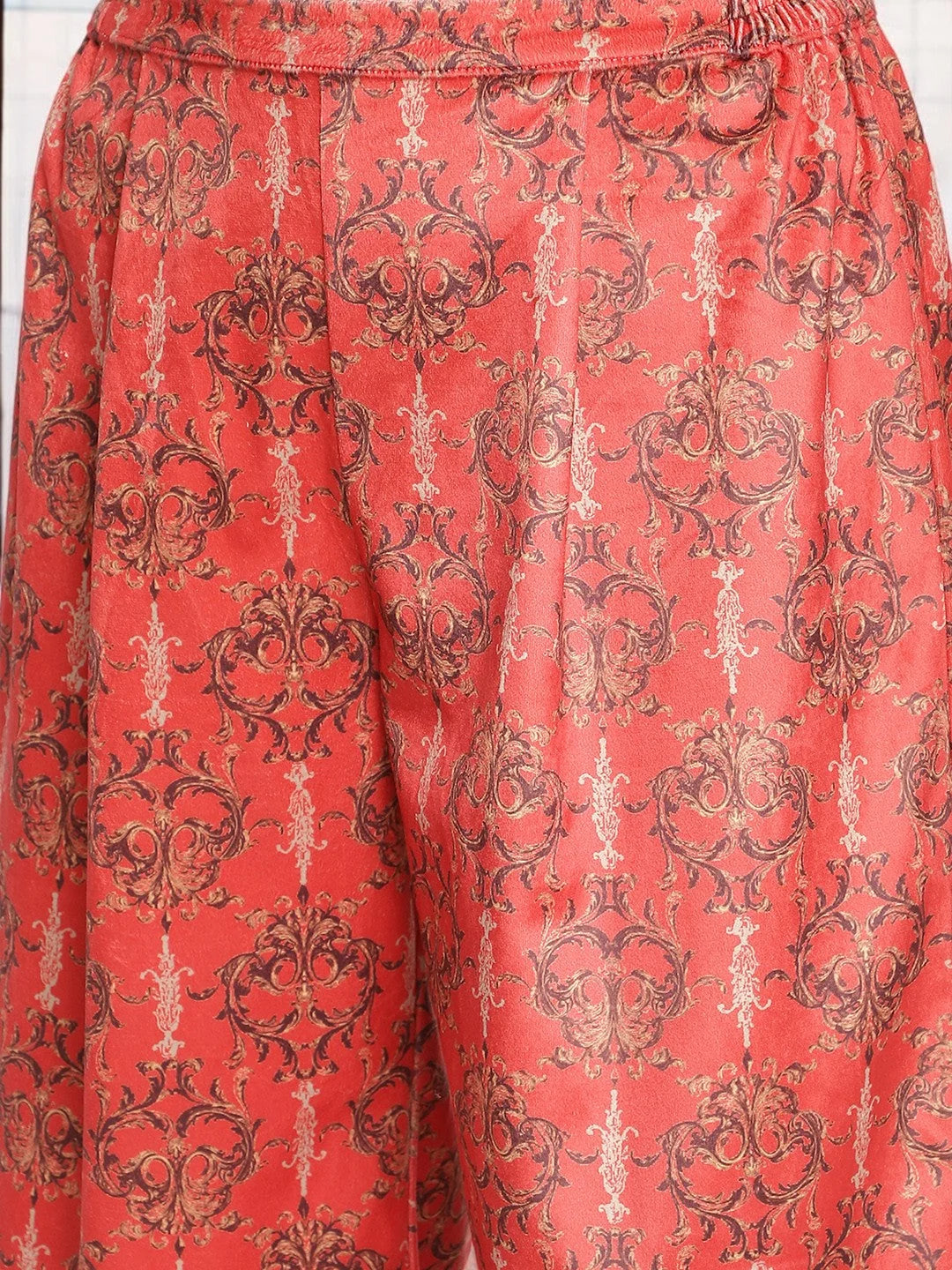 Dark Green Velvet Kurta Palazzo Set with Digital Print