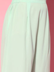 Sea Green Organza Romantic Florals Kurta Palazzo Set-AHKUPZ-COMBO-427-FF