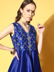 Blue & Golden Printed Empire Gotta Patti Kurta with Palazzos-AHKUPZ-COMBO-452-FF