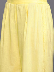 Women Yellow Colour Pure Cotton Glitter Print Kurta Palazzo Set-AHKUPZ-COMBO-505