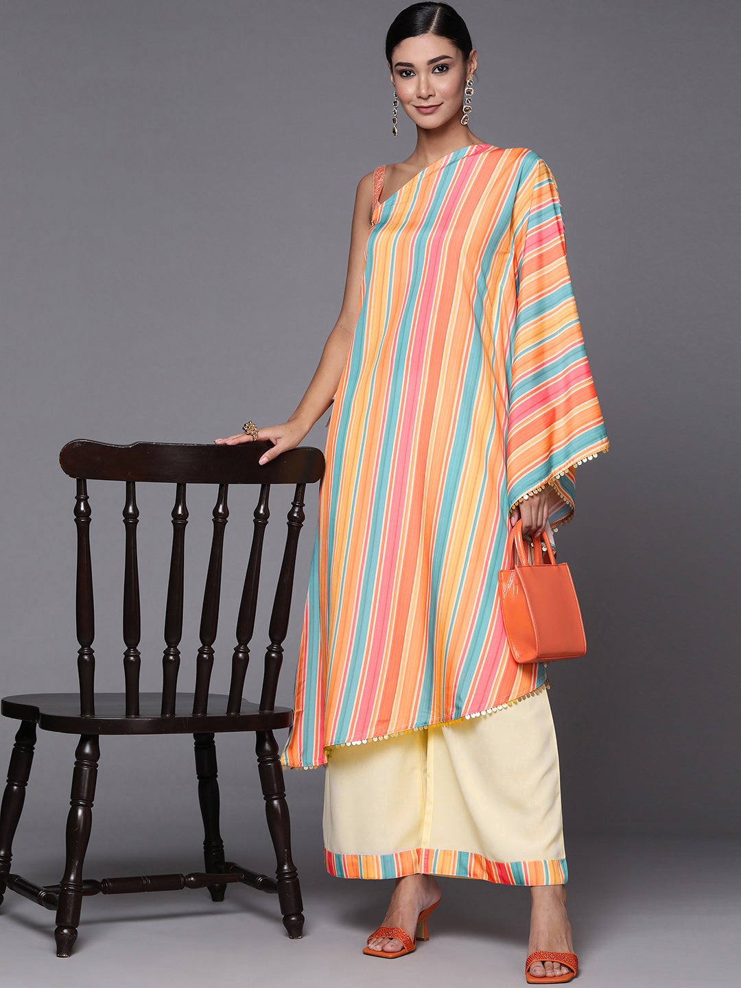 Multicolour Kaftan Kurta Palazzo Pants Set | Women's Stylish Set