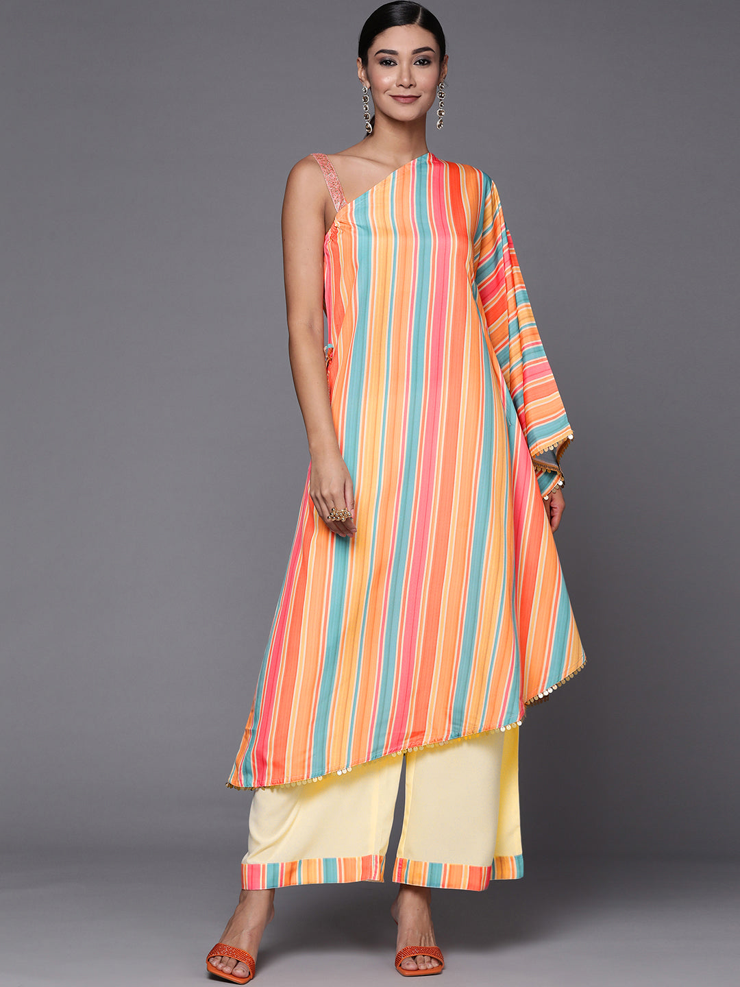 Multicolour Kaftan Kurta Palazzo Pants Set | Women's Stylish Set