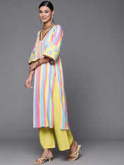 Neon Green & Blue Candy Striped Kurta with Palazzos-AHKUPZ-COMBO-557-FF