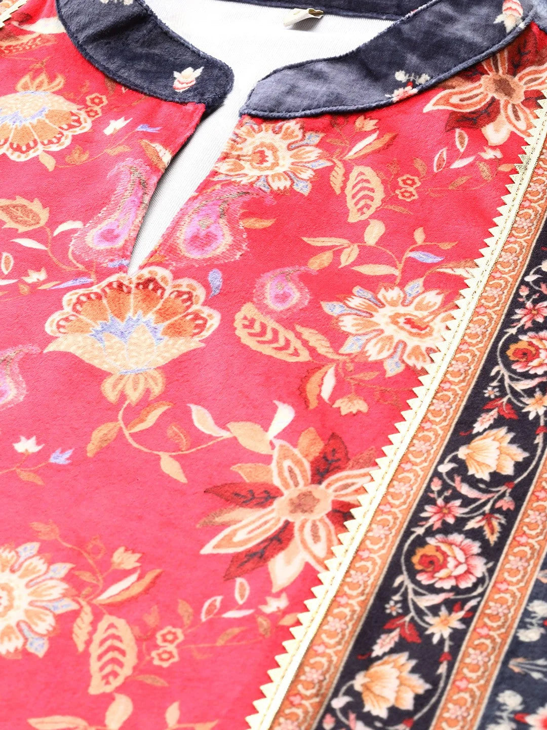 Navy Velvet Kurta Palazzo Pants Set | Indian Women's Fashion