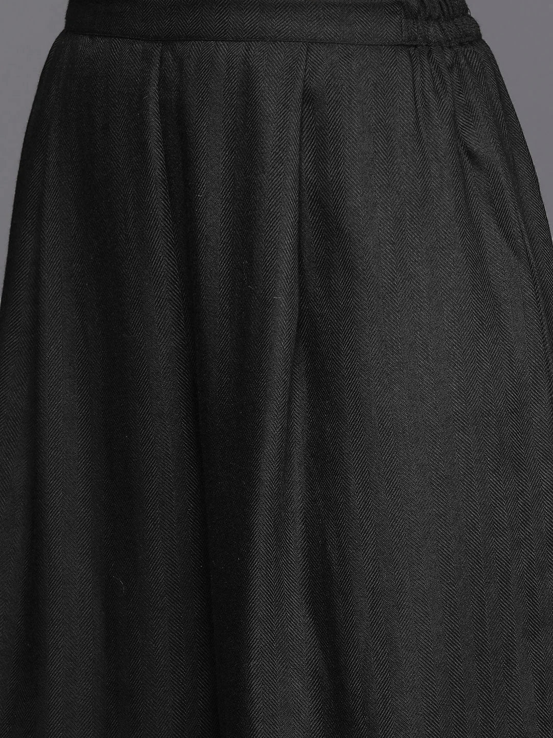 Black Embroidered Kurta Palazzo Set | Aari Work Pashmina Fabric