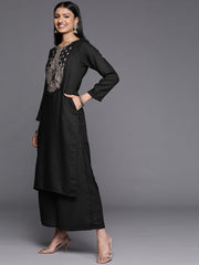 Black Embroidered Aari Work Pashmina Kurta With Palazzos-AHKUPZ-COMBO-633