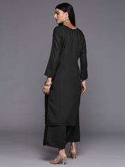 Black Embroidered Aari Work Pashmina Kurta With Palazzos-AHKUPZ-COMBO-633