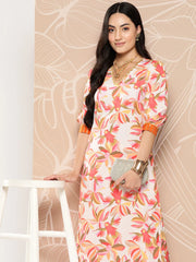 Off White Floral Printed Gotta Patti Kurta with Palazzos-AHKUPZ-COMBO-642-ICH