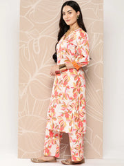 Off White Floral Printed Gotta Patti Kurta with Palazzos-AHKUPZ-COMBO-642-ICH
