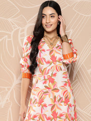 Off White Floral Printed Gotta Patti Kurta with Palazzos-AHKUPZ-COMBO-642-ICH
